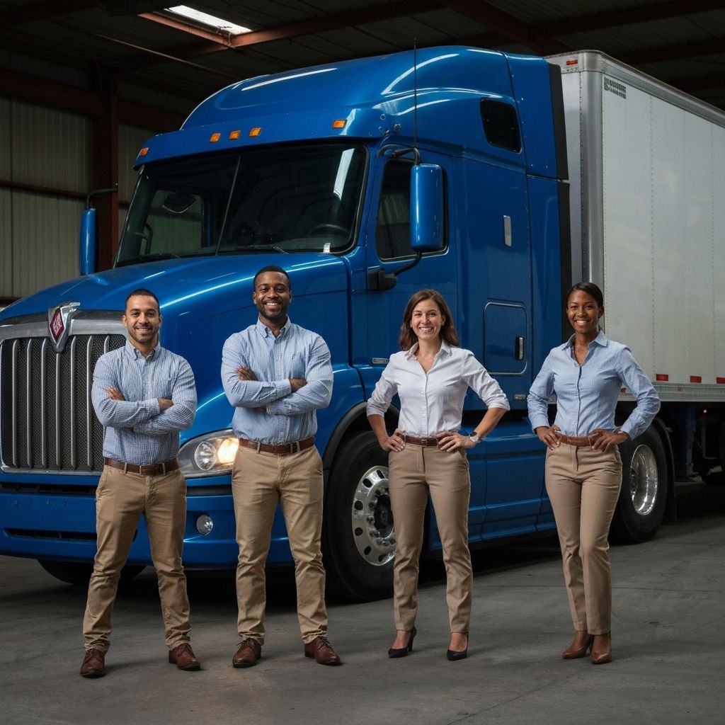TruckPromoters team standing in front of a semi truck